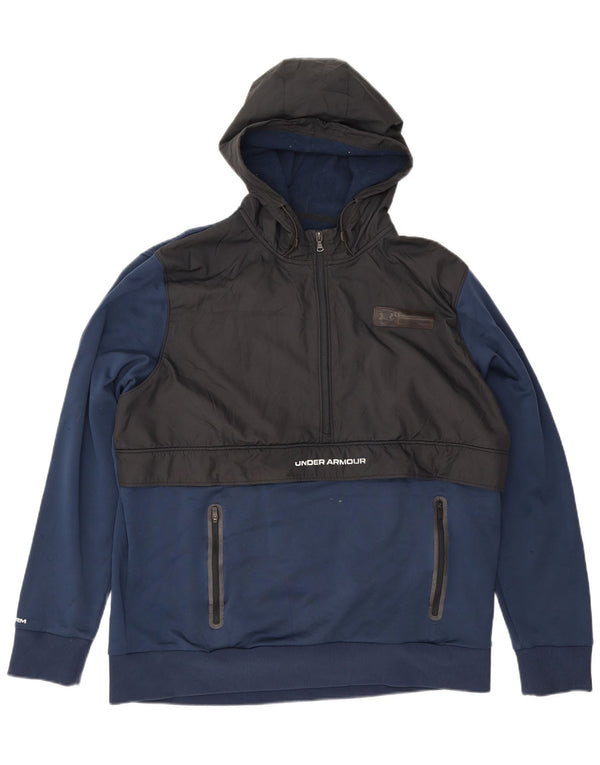 Under Armour Mens Zip Neck Hoodie Jumper XL Azul marinho Colourblock Poliéster