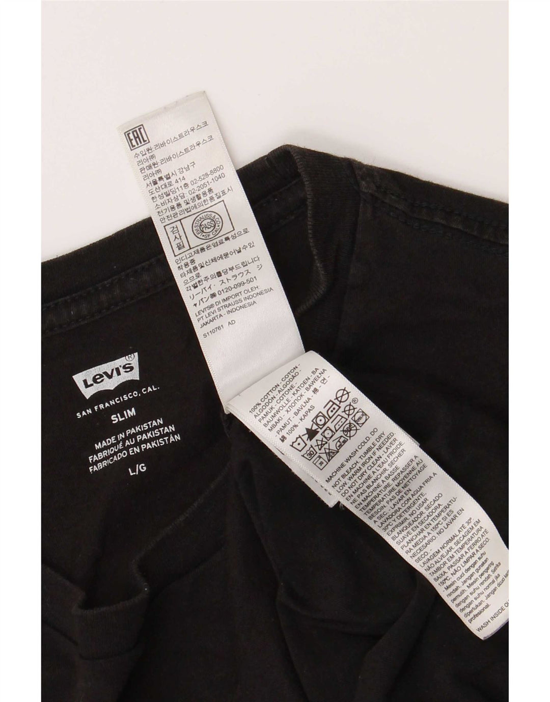 Camiseta masculina Levi's Slim Fit top grande de algodão preto