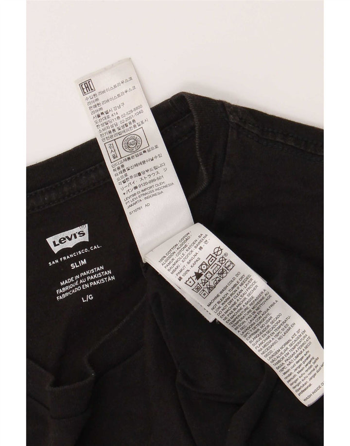 Camiseta masculina Levi's Slim Fit top grande de algodão preto