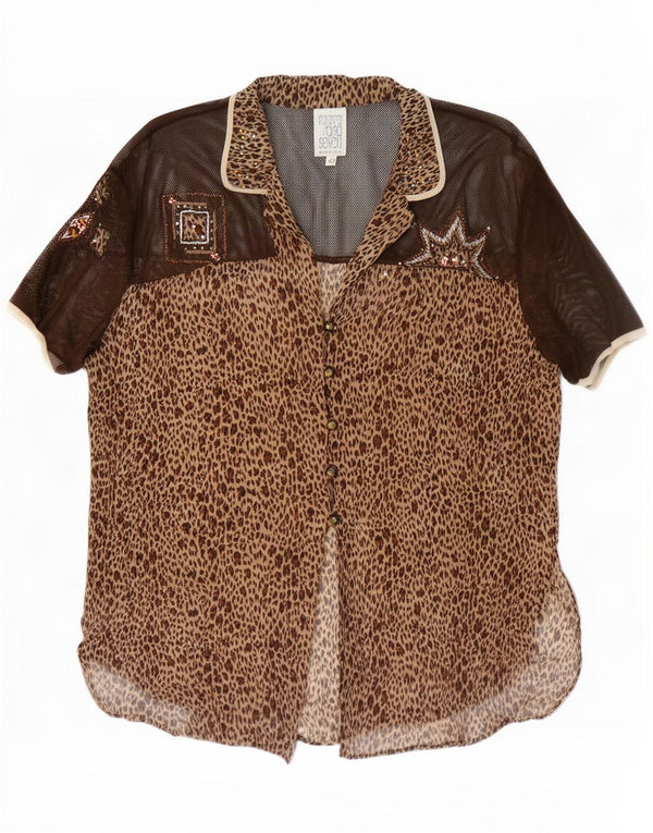 Blusa feminina Maria Grazia Severi manga curta IT 42 marrom médio