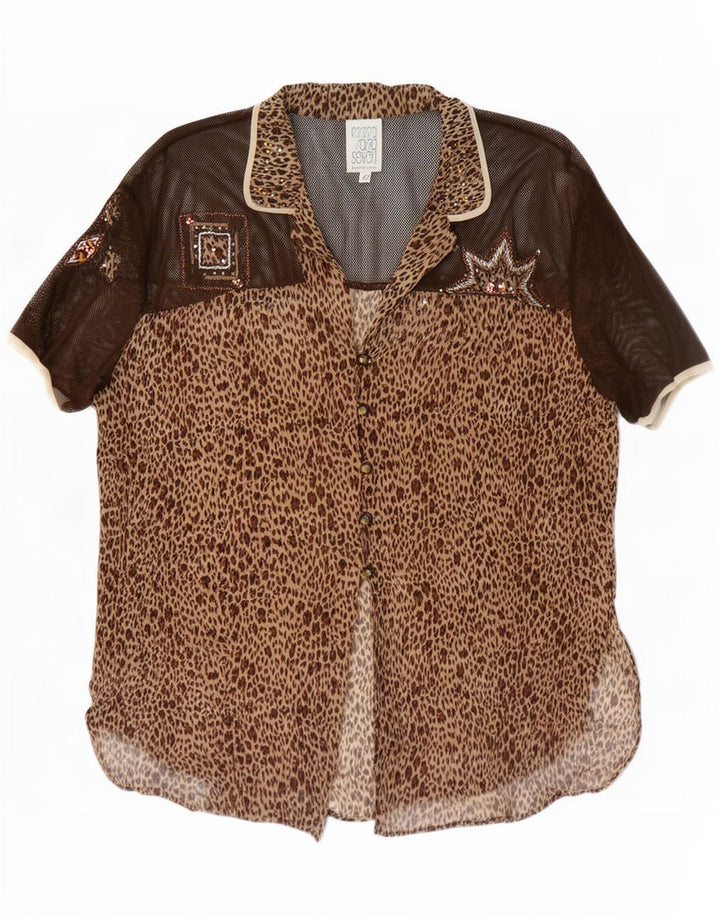 Blusa feminina Maria Grazia Severi manga curta IT 42 marrom médio