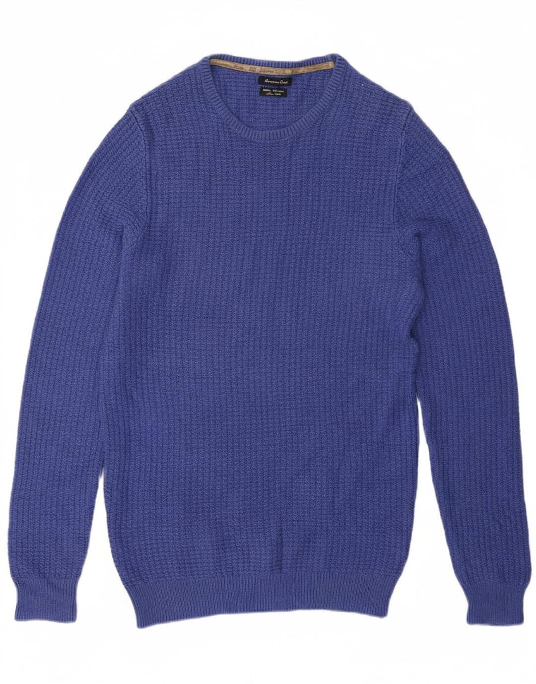 Suéter masculino MASSIMO DUTTI com gola redonda e algodão azul pequeno