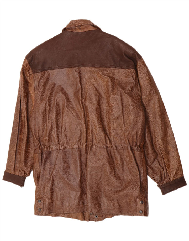 Casaco de couro masculino vintage UK 40 grande marrom