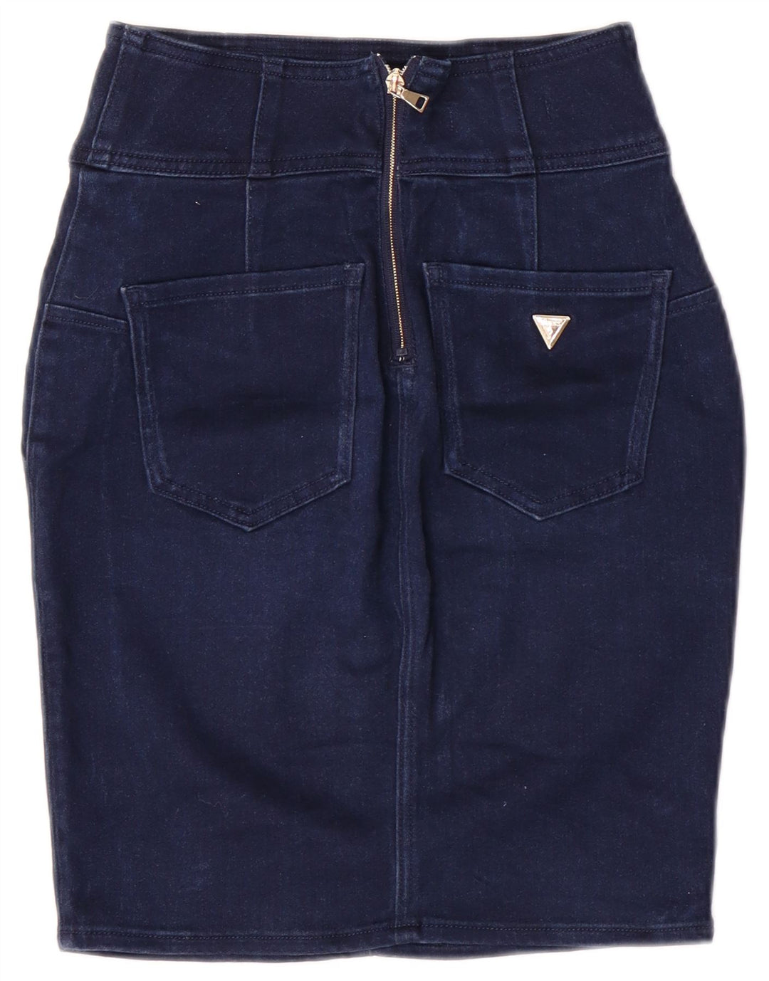 Saia jeans feminina de cintura alta Guess W28 azul médio modal clássico