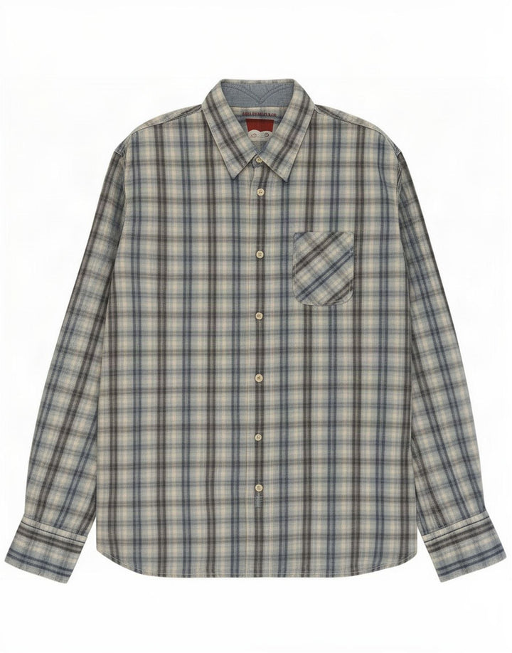 Camisa masculina Levi's grande xadrez azul de algodão