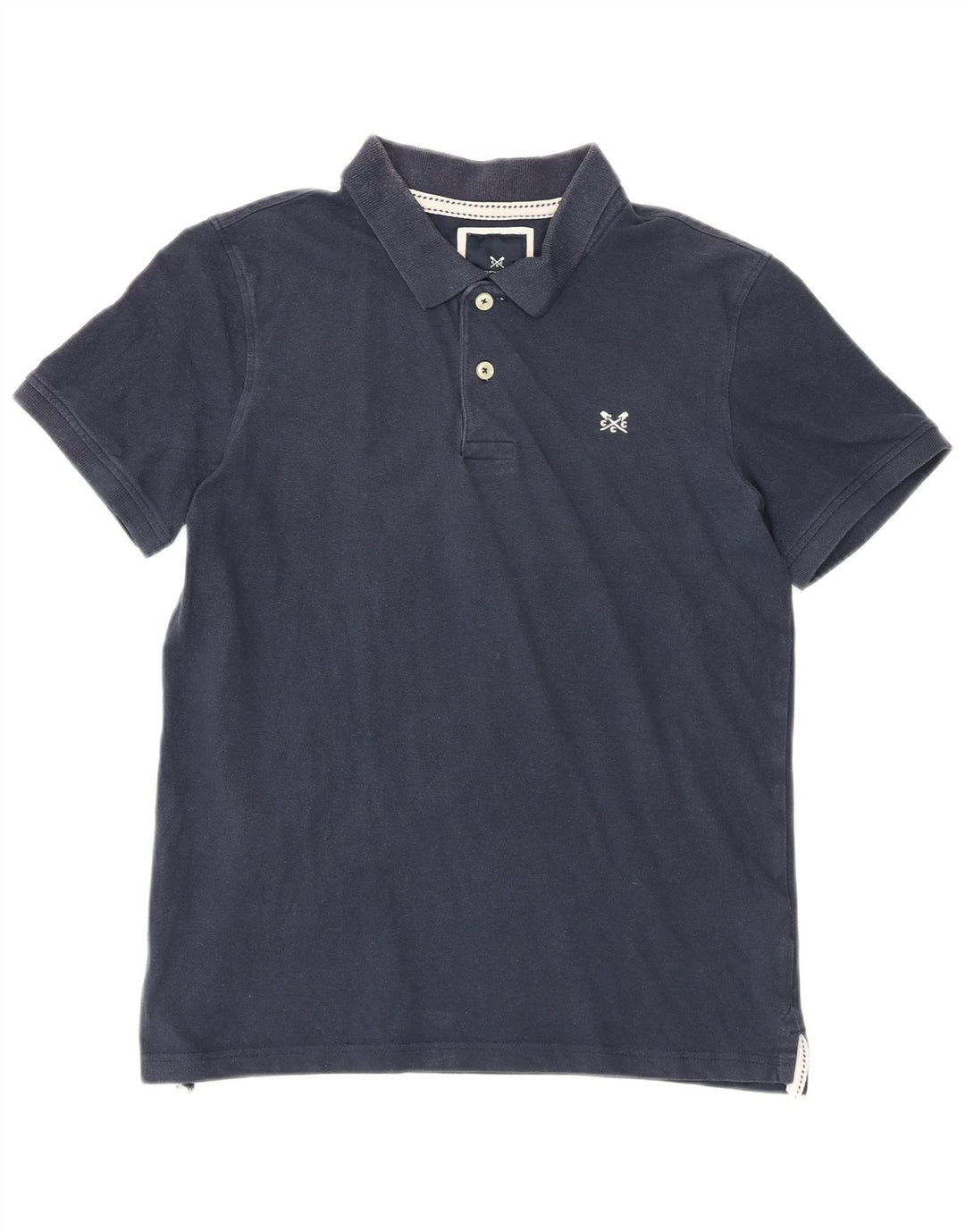 CREW CLOTHING Camisa polo masculina média azul marinho algodão