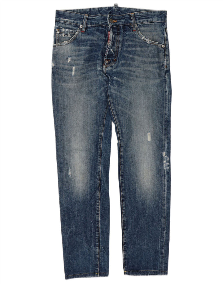 Dsquared Masculino Distressed Slim Jeans IT 46 Pequeno W32 L30 Azul Algodão