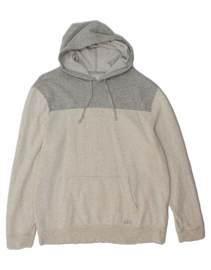 GAP Mens Hoodie Jumper Large Grey Colourblock Cotton Vintage Gap and Second-Hand Gap from Messina Hembry 