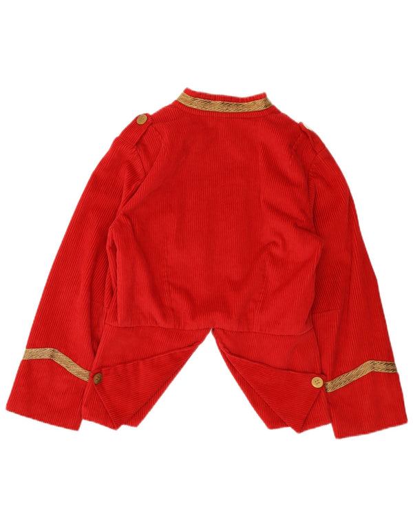 Jaqueta blazer militar vintage feminina de veludo Trachten Reino Unido 10 pequena vermelha