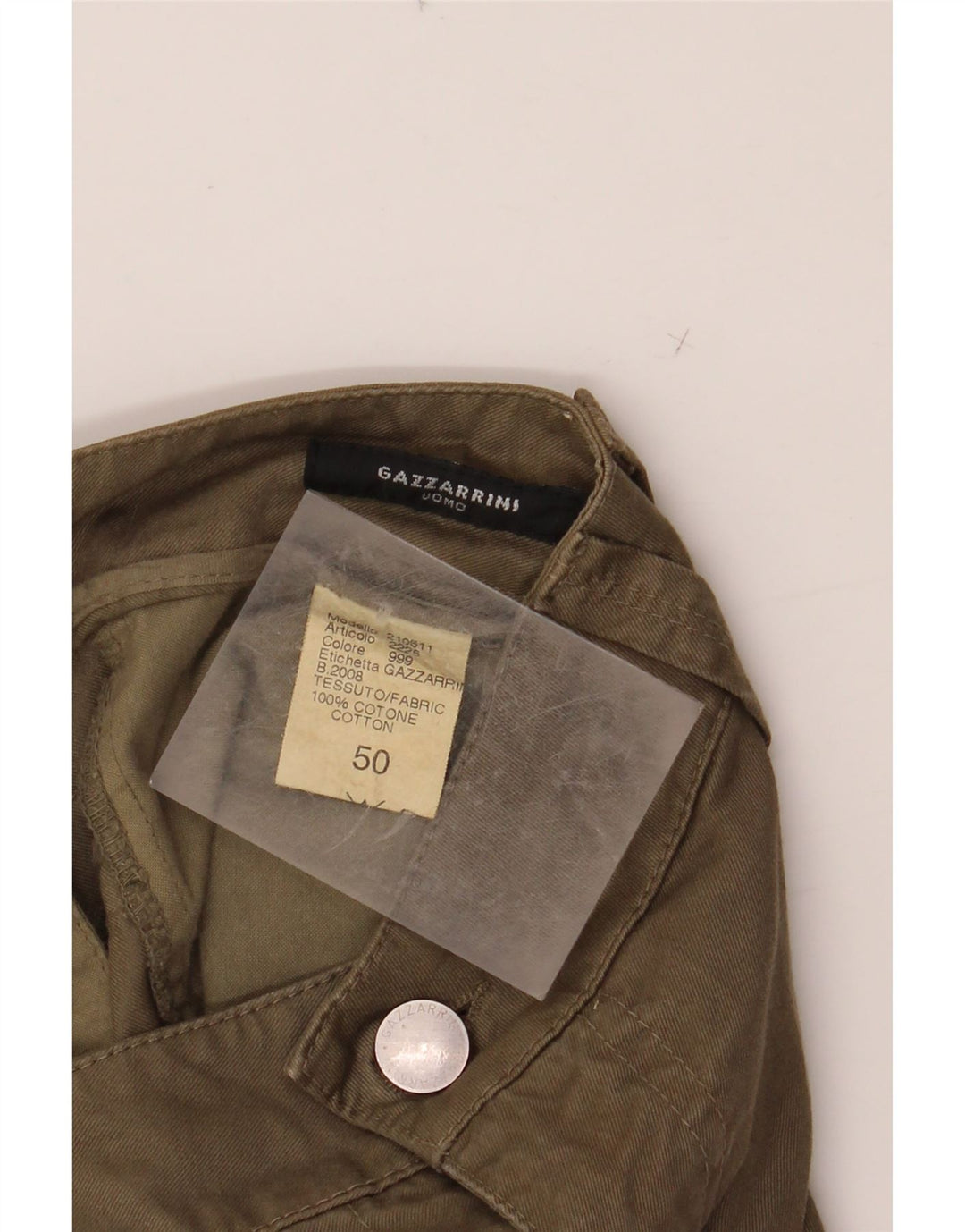 Bermuda cargo masculina GAZZARRINI IT 50 grande W38 algodão cáqui