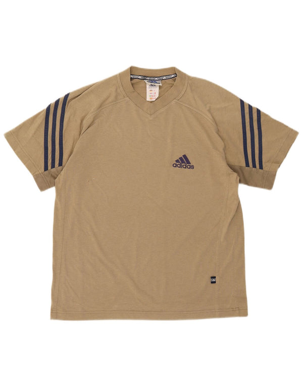 Adidas Mens Camiseta Top Médio Algodão Cáqui