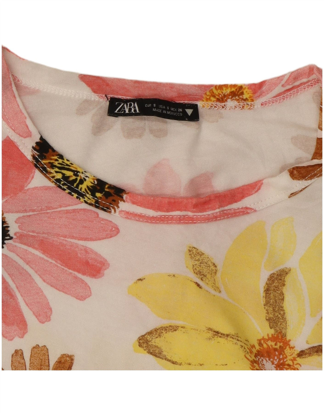 Camiseta feminina com estampa oversized ZARA UK 10 pequena floral multicolorida