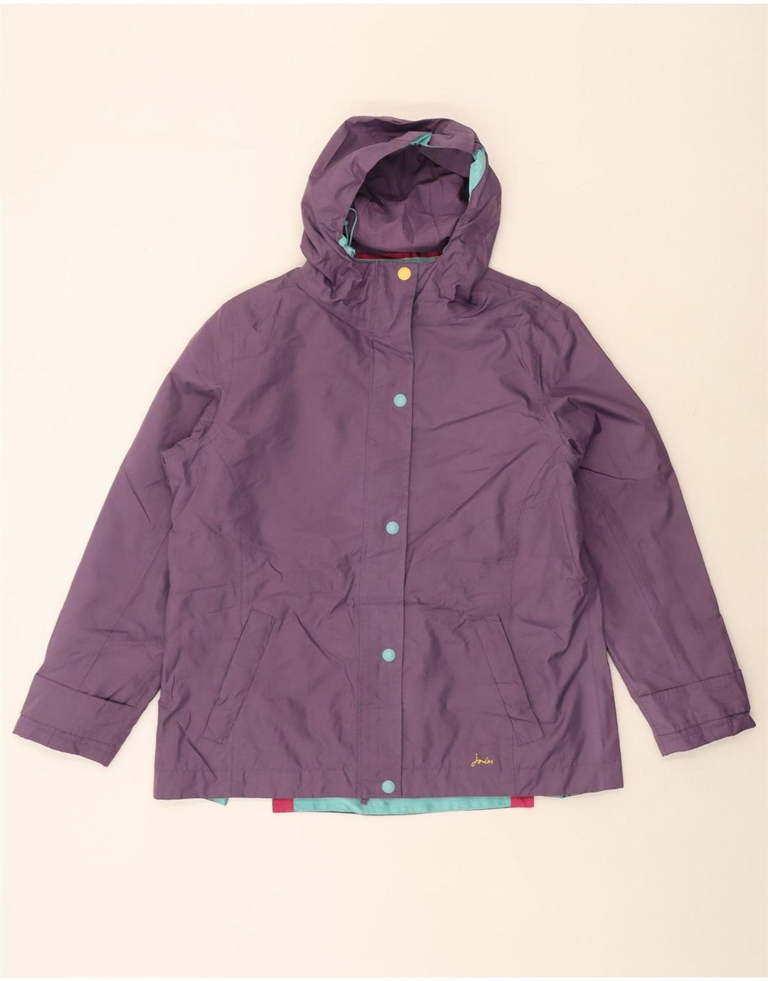 JOULES Womens Oversized Hooded Rain Jacket UK 16 Large Purple Polyester