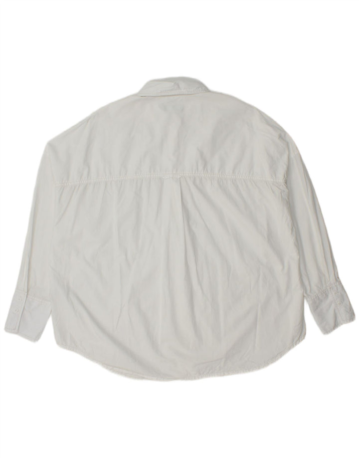 Camisa oversized feminina Benetton UK 10 pequeno algodão branco