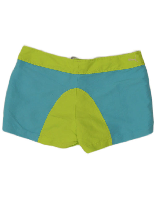 Shorts de natação femininos PUMA UK 12 poliéster colorblock azul médio
