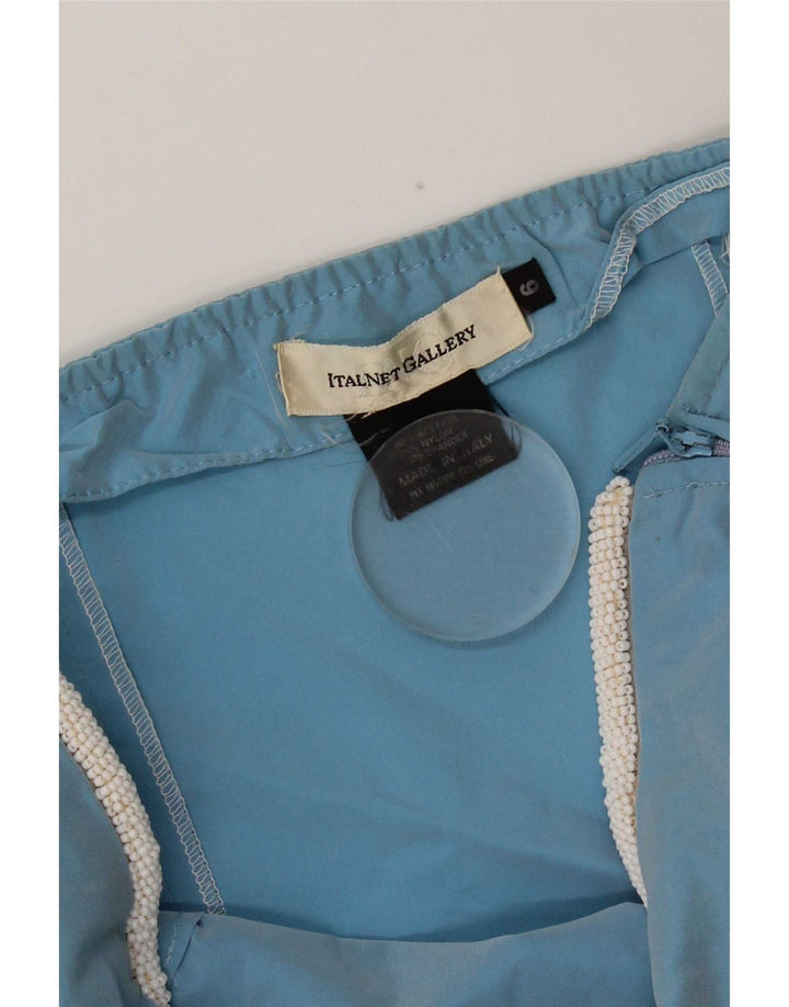 Top feminino vintage sem alças UK 6 XS azul acetato