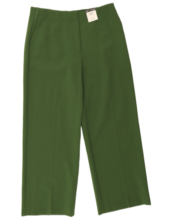 Calça casual feminina de cintura alta Marks & Spencer Reino Unido 16 grande W32 L28 verde