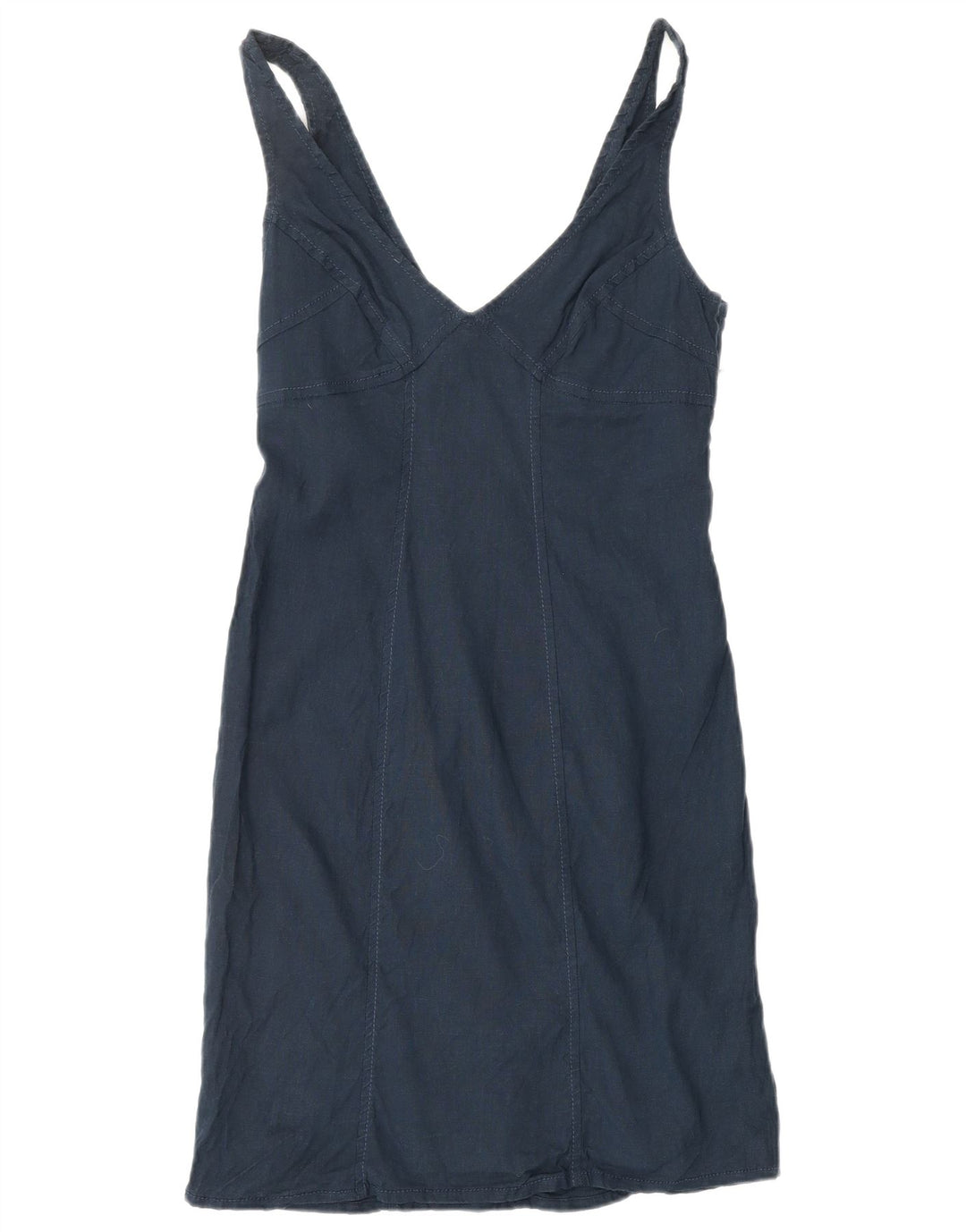 ARMANI JEANS Vestido feminino sem mangas com bainha IT 44 Linho azul marinho médio