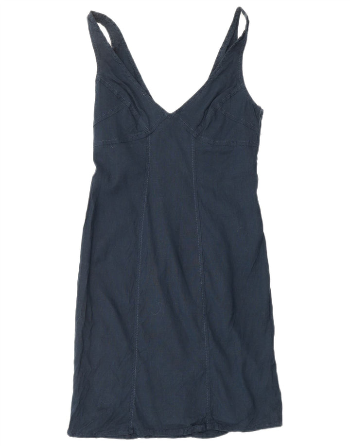 ARMANI JEANS Vestido feminino sem mangas com bainha IT 44 Linho azul marinho médio