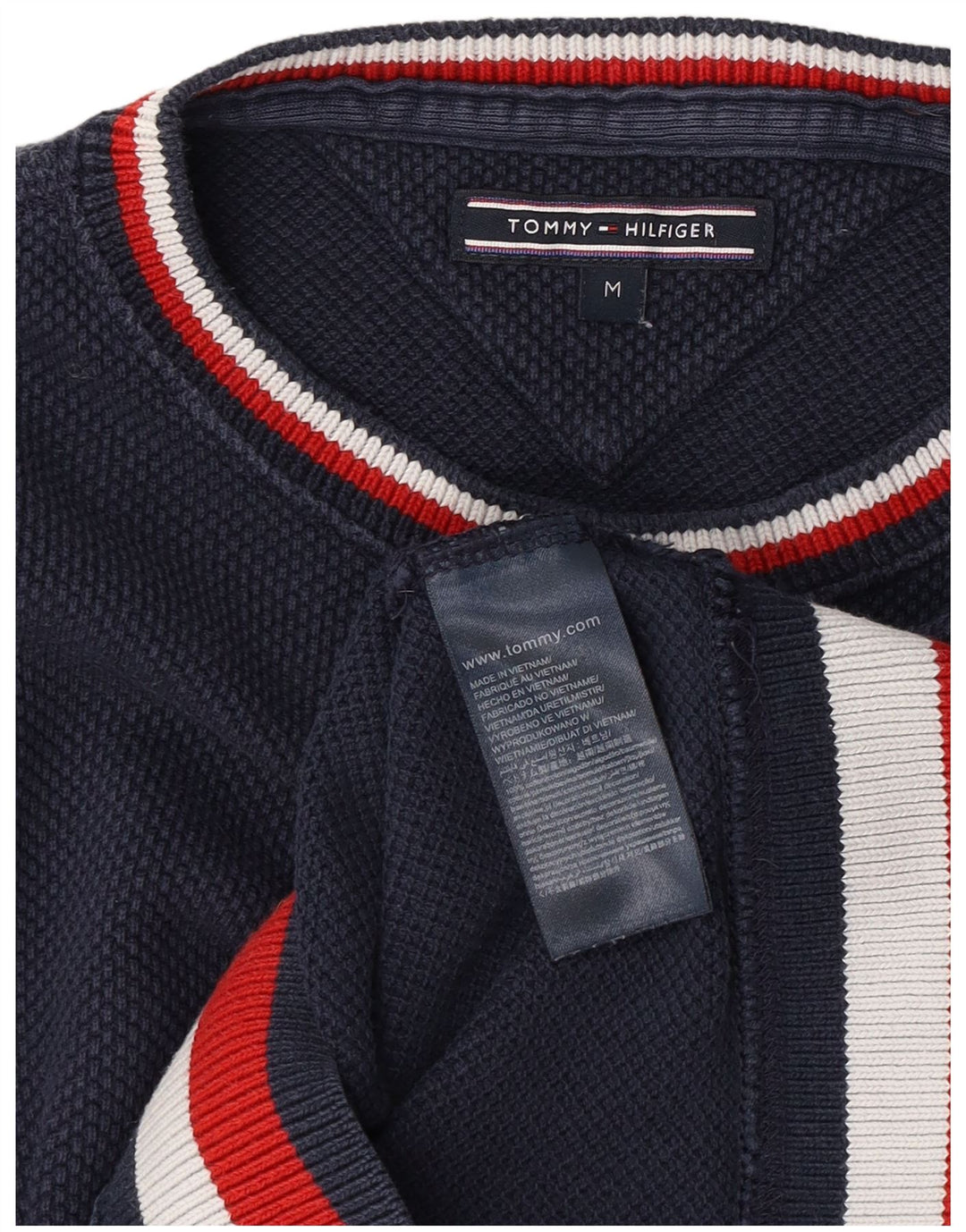 Suéter masculino Tommy Hilfiger com gola canoa médio algodão azul marinho