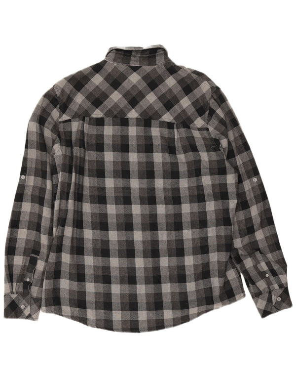 Camisa masculina de flanela Cherokee 2XL algodão xadrez cinza