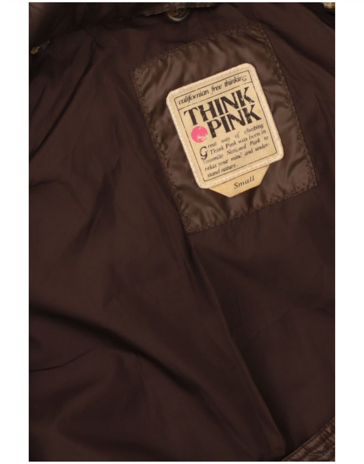 Casaco acolchoado com capuz feminino Think Pink UK 10 pequeno marrom