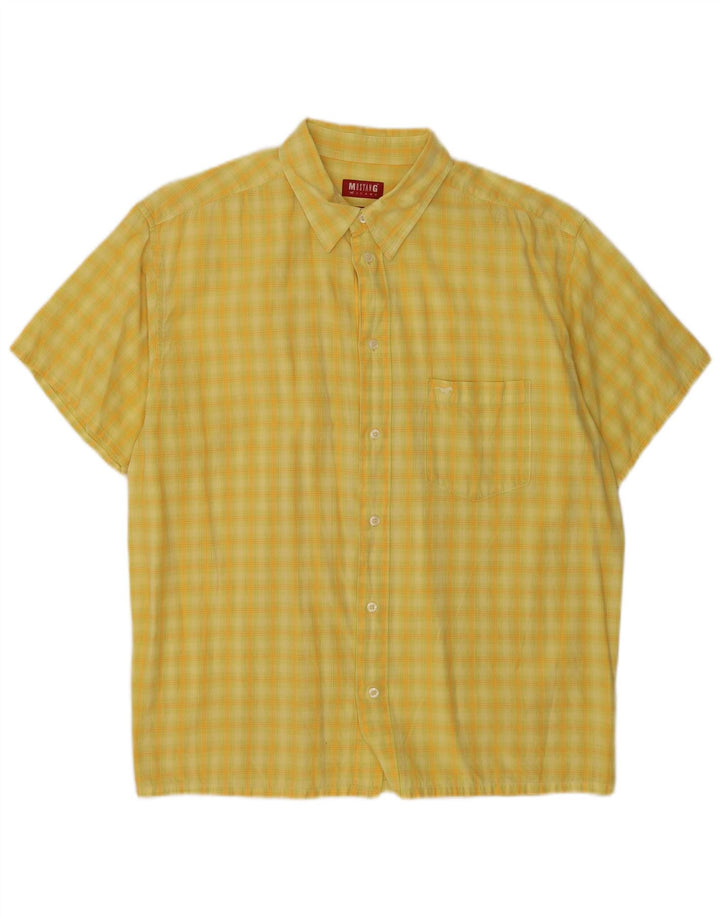 Camisa masculina de manga curta Mustang grande xadrez amarelo