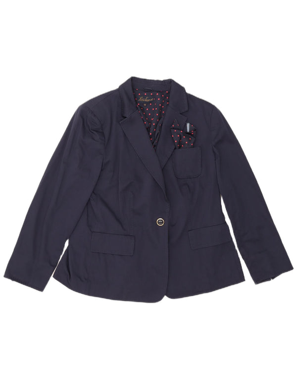 Jaqueta blazer feminina Luisa Spagnoli com 1 botão IT 50 XL azul marinho algodão