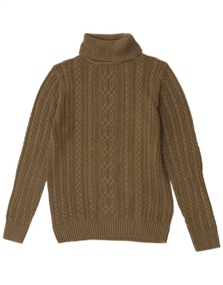 Suéter vintage masculino com gola redonda e algodão verde médio