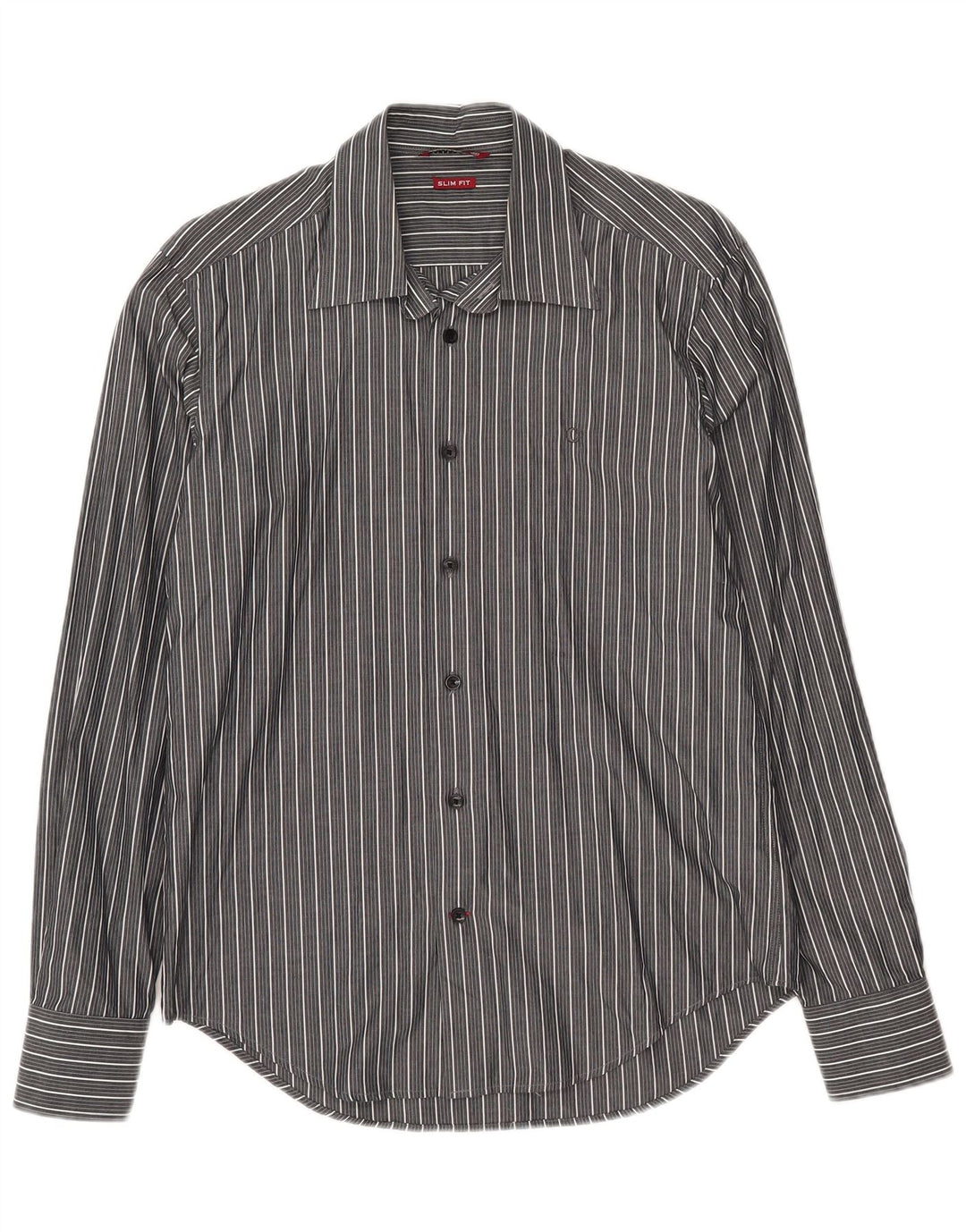 Camisa Carrera Masculina Slim Fit Médio Algodão Listrado Cinza