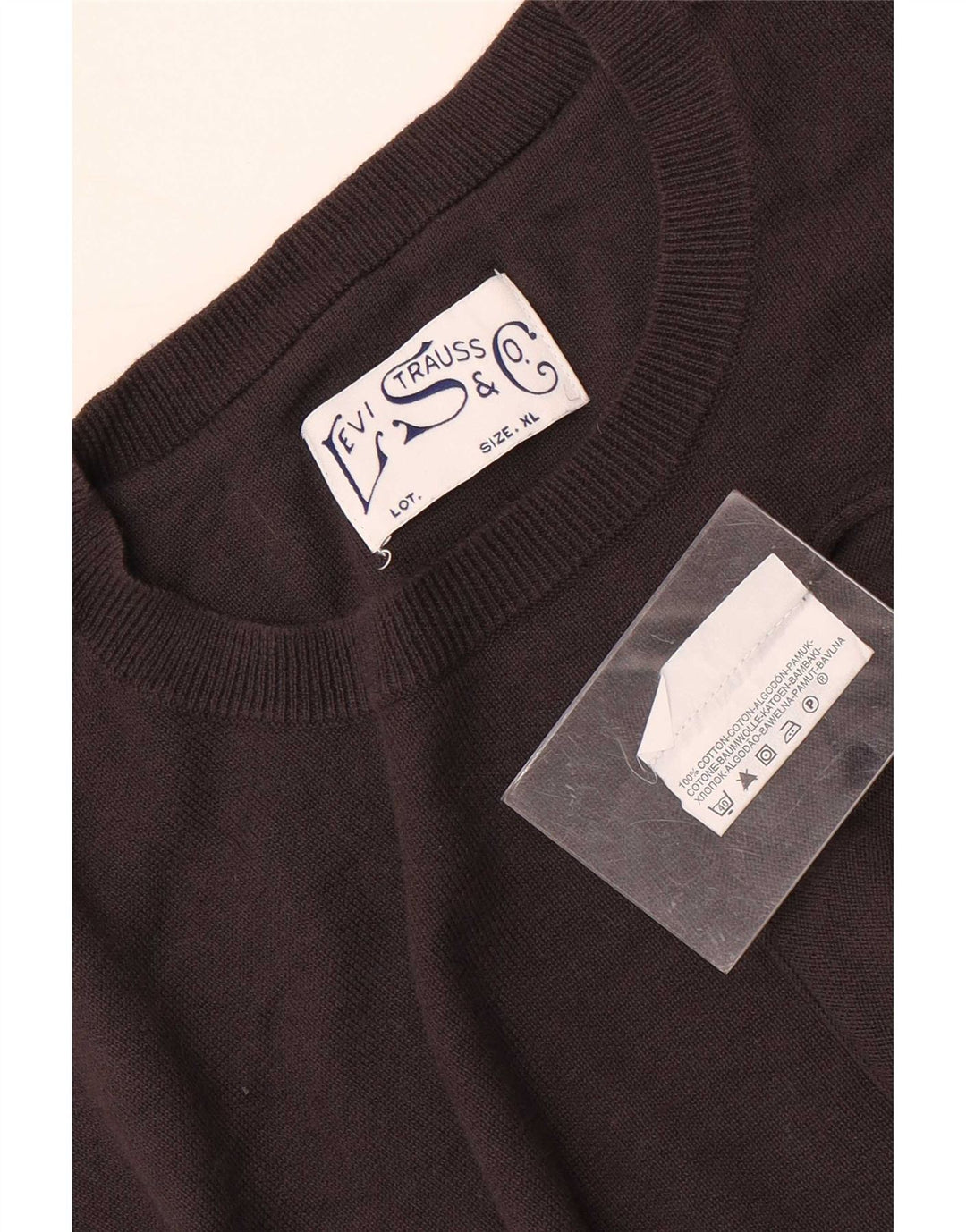 Suéter masculino Levi's com gola redonda XL de algodão marrom