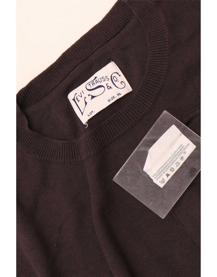 Suéter masculino Levi's com gola redonda XL de algodão marrom