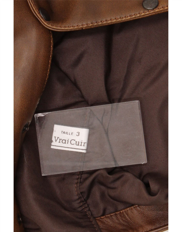 Colete de couro masculino vintage couro marrom médio