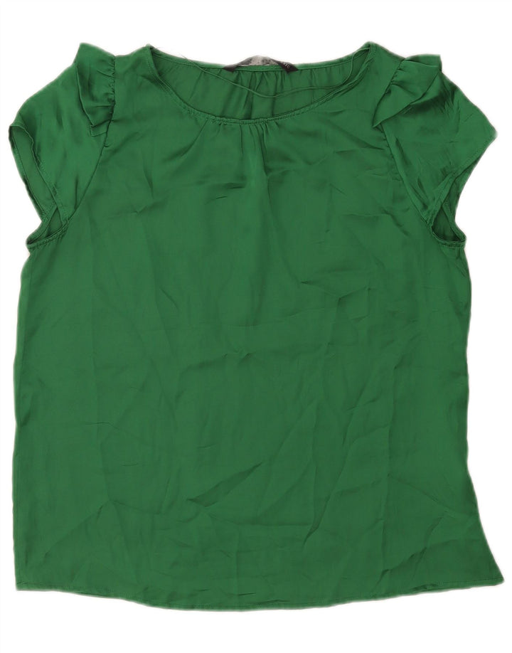 Blusa feminina Zara Top UK 14 grande poliéster verde
