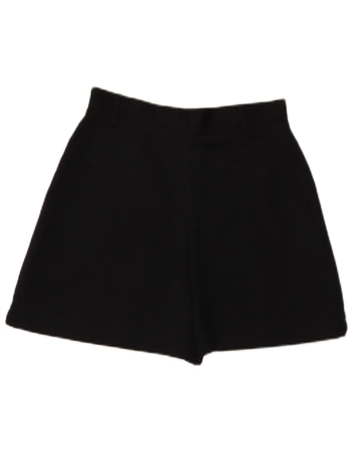 O short ocasional da cintura alta das mulheres do vintage poliéster W26 preto pequeno