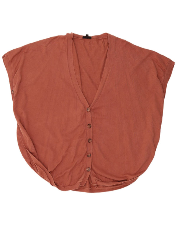 Suéter cardigan feminino Poncho sem mangas Topshop Reino Unido 14 grande algodão marrom