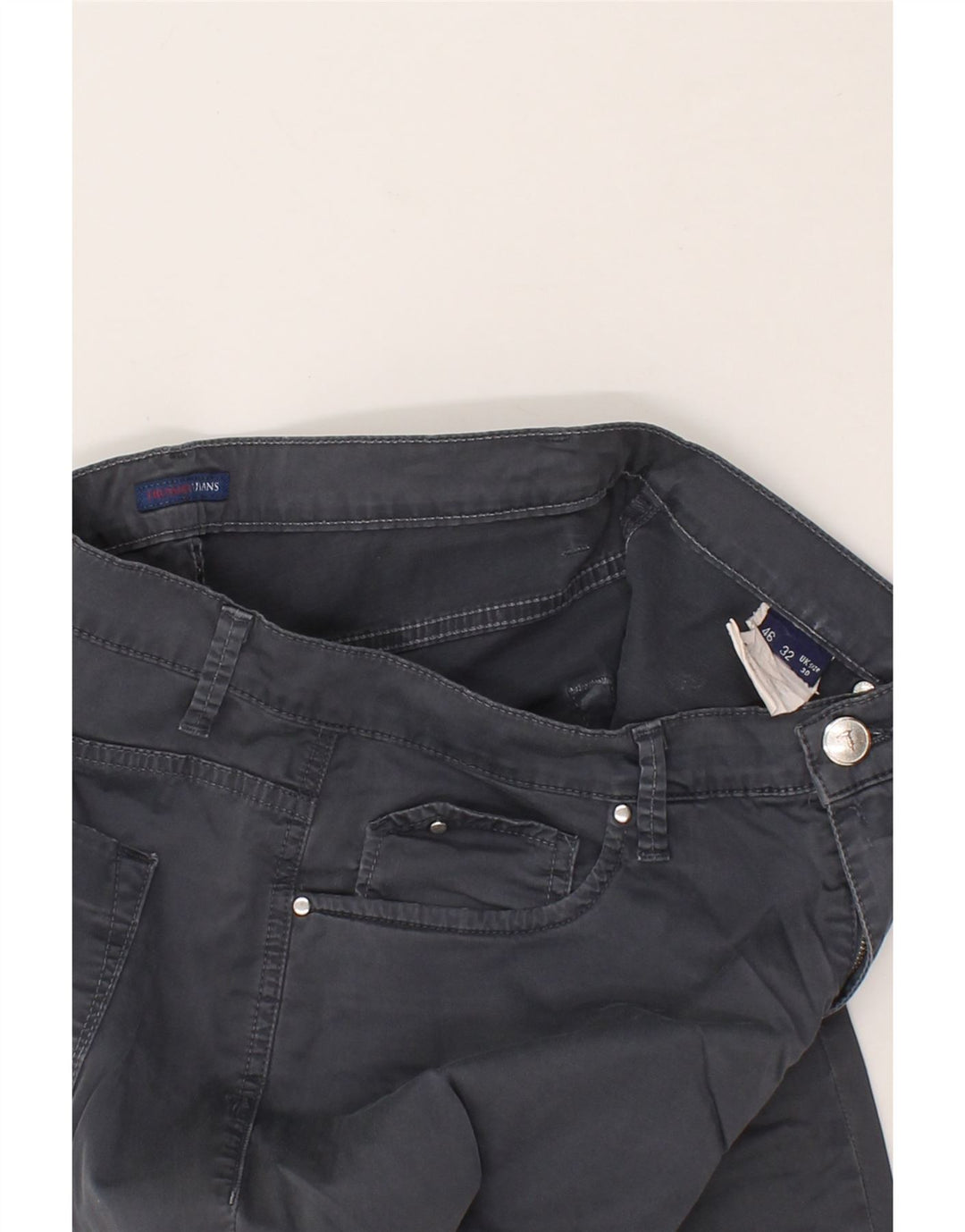TRUSSARDI Womens Straight Casual Trousers W30 L28  Grey Cotton Vintage Trussardi and Second-Hand Trussardi from Messina Hembry 