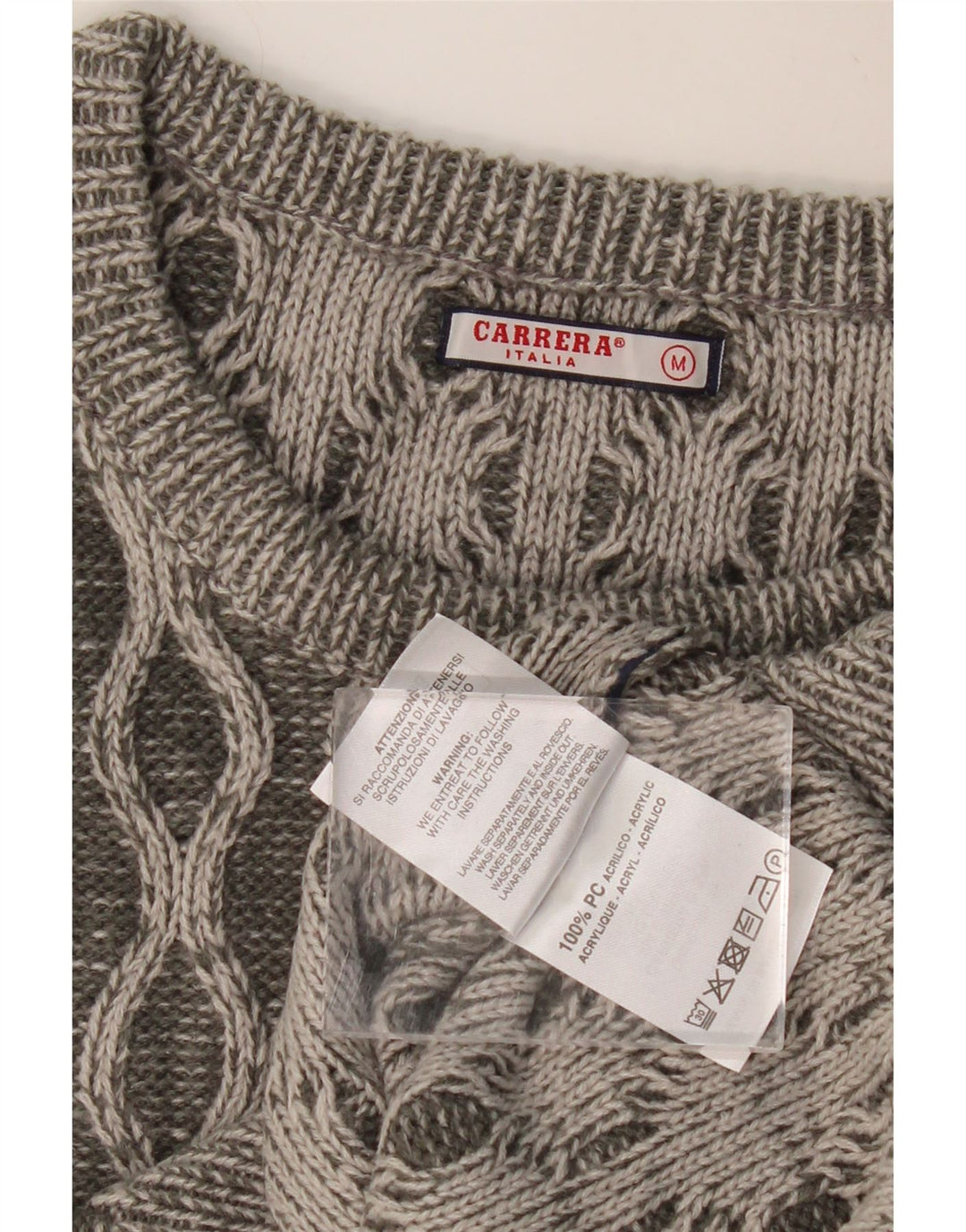Suéter masculino CARRERA com gola redonda e acrílico geométrico cinza médio