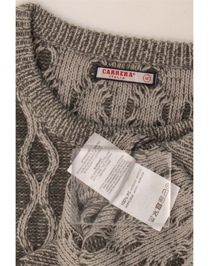 Suéter masculino CARRERA com gola redonda e acrílico geométrico cinza médio