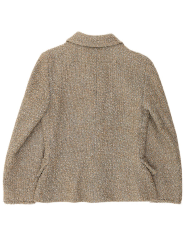 Jaqueta blazer feminina Carnet com 5 botões Reino Unido 8 pequena marrom manchada