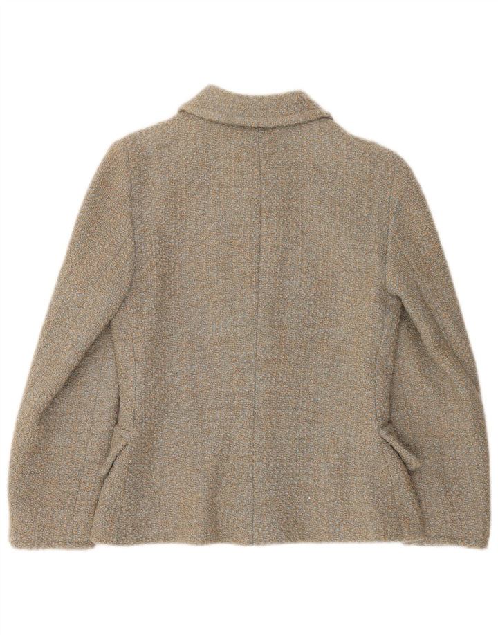 Jaqueta blazer feminina Carnet com 5 botões Reino Unido 8 pequena marrom manchada