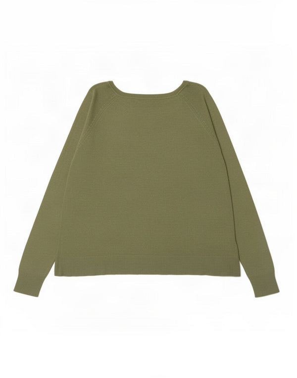 Suéter feminino Zara com ajuste solto e gola canoa Reino Unido 14 verde médio