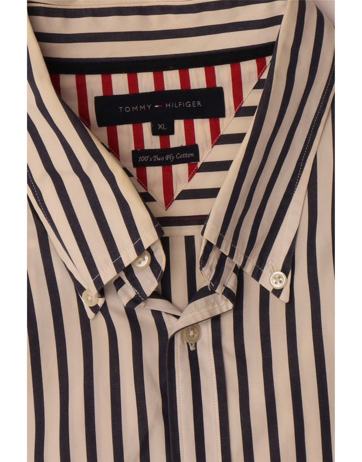 Camisa masculina Tommy Hilfiger XL listrada branca de algodão