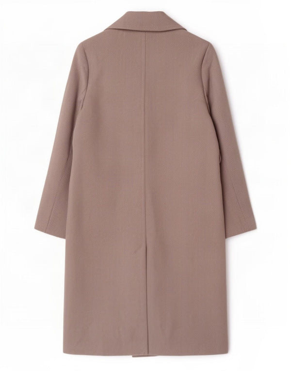 Marks & Spencer Womens Overcoat UK 14 Large Grey Herringbone Polyester