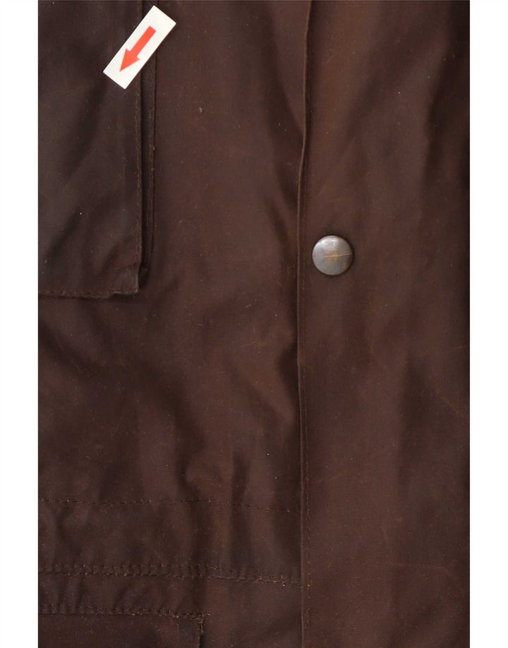 Jaqueta masculina vintage de algodão encerado UK 38 marrom médio