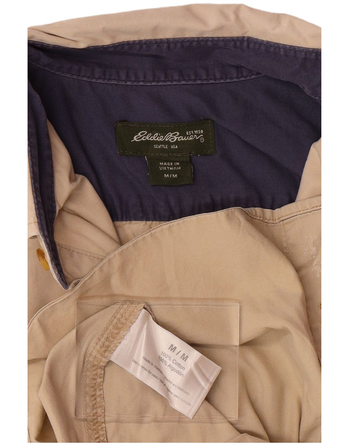 EDDIE BAUER Camisa masculina de manga curta algodão bege médio