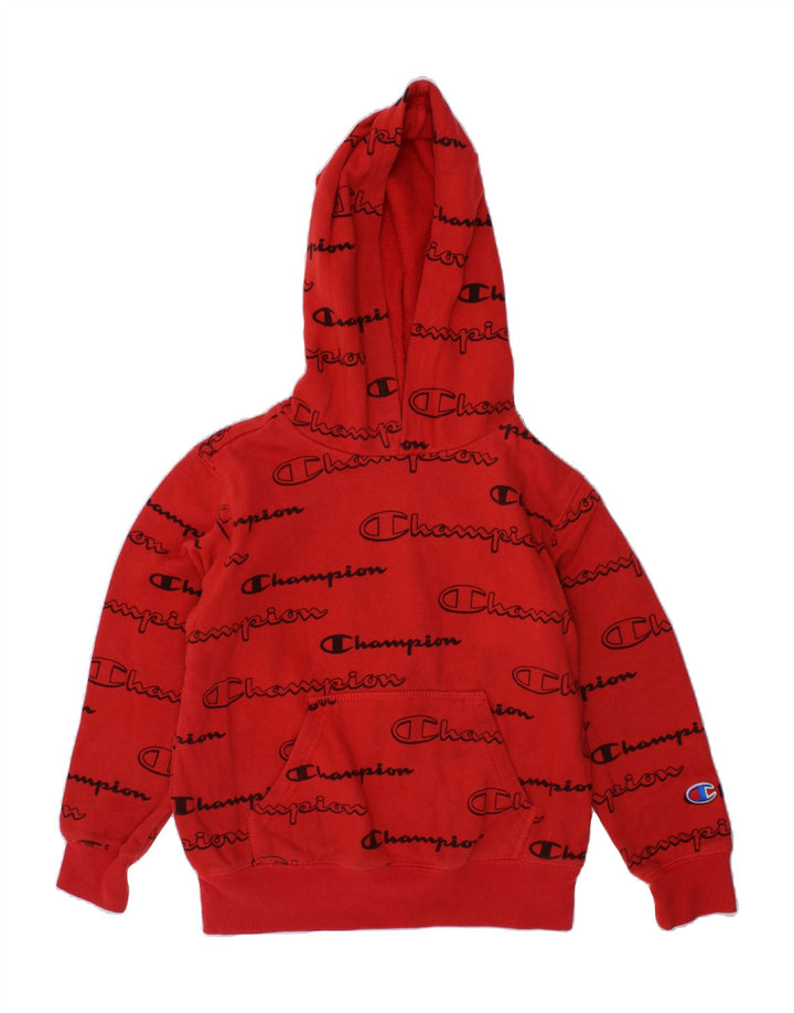 CHAMPION Boys Graphic Hoodie Jumper 5-6 Years Red Cotton Vintage Champion and Second-Hand Champion from Messina Hembry 