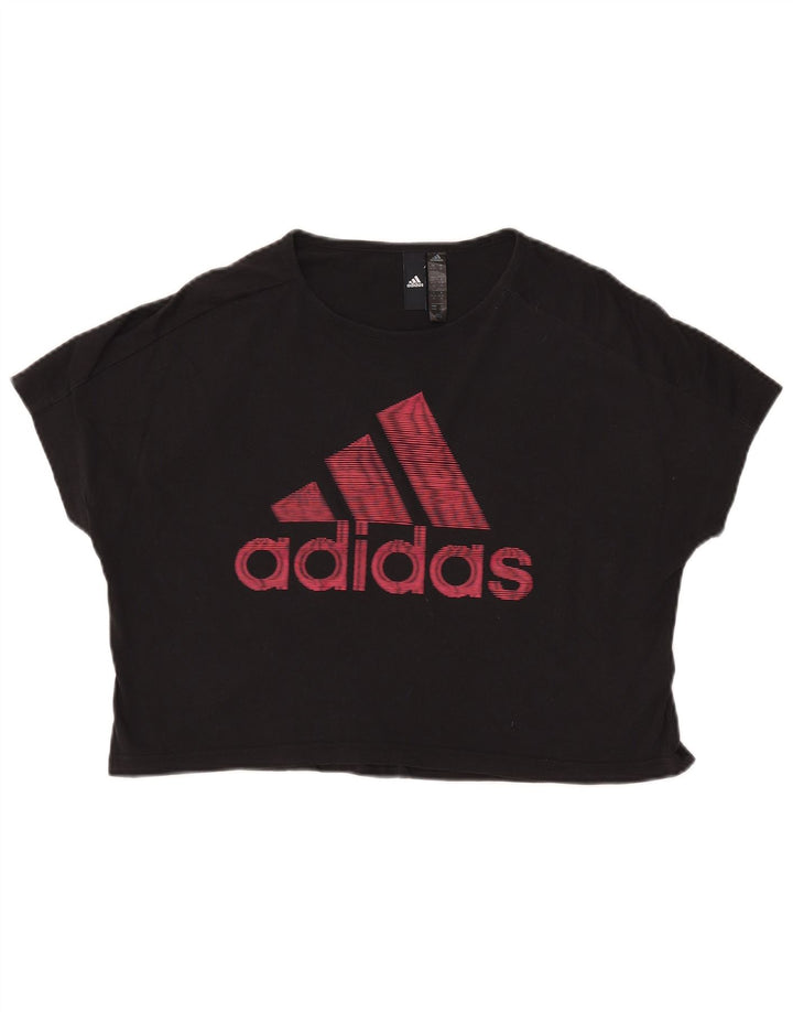 Camiseta feminina Adidas Crop Graphic Top UK 12/14 Médio Algodão Preto