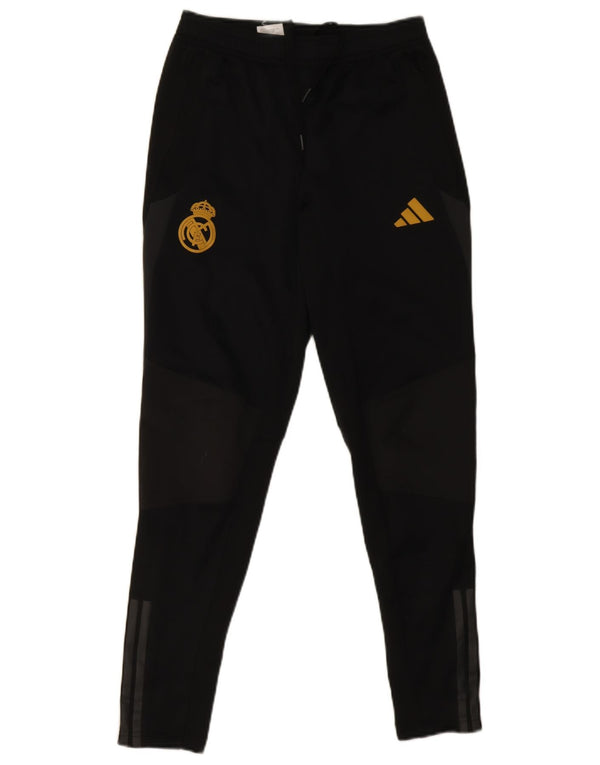 Adidas Mens Real Madrid Calças de treino pequenas pretas Colourblock