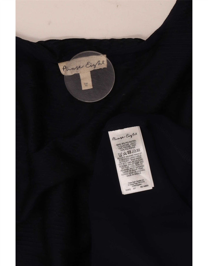 Blusa assimétrica feminina Phase Eight manga 3/4 Reino Unido 12 azul marinho médio